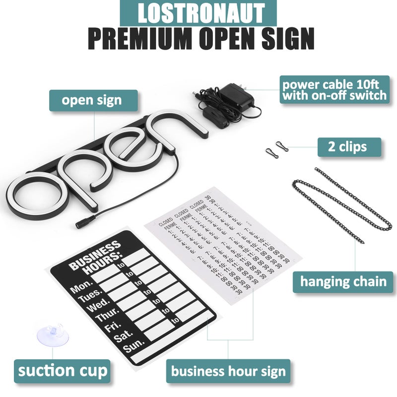 LOSTRONAUT LED Neon Open Sign Light. Perfect to Advertise Storefront, Business, Office, Shop and Restaurant. Ultra Bright White Designer Color. Custom Built, Elegant Window Display - Image 3
